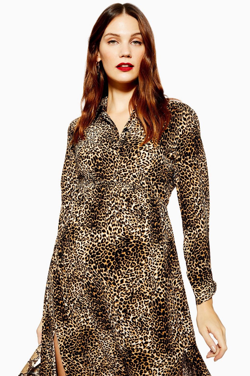 midi leopard print shirt dress